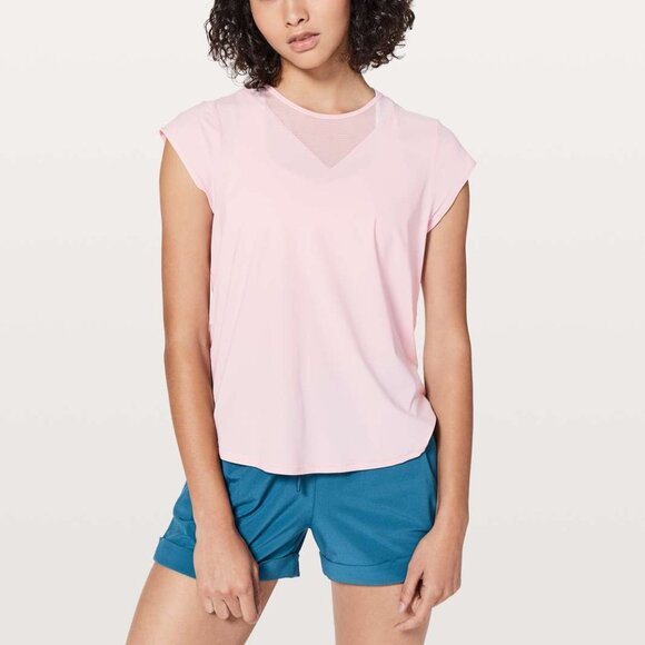 Lululemon For The Run Short Sleeve - Pink - Sz 6 - Picture 1 of 4
